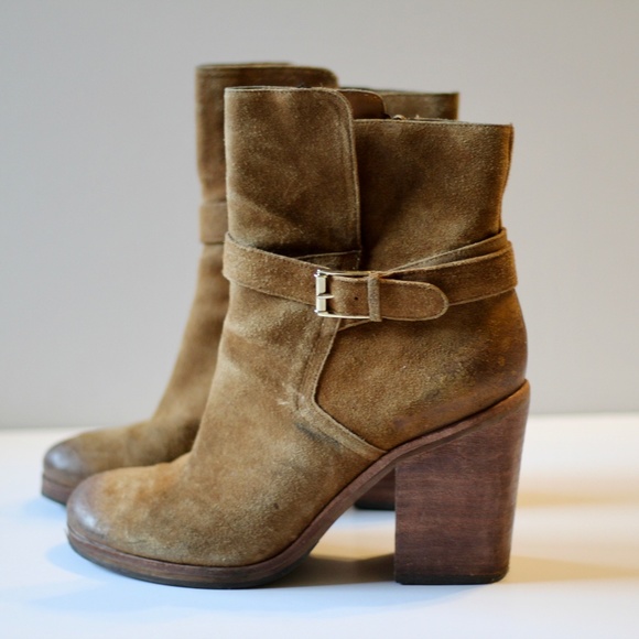 Sam Edelman Perry Suede Tan Ankle Boots 